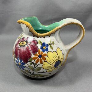 Vtg Gouda Bertino 2654 Ceramic Pitcher Art Pottery Floral Royal Zuid Holland